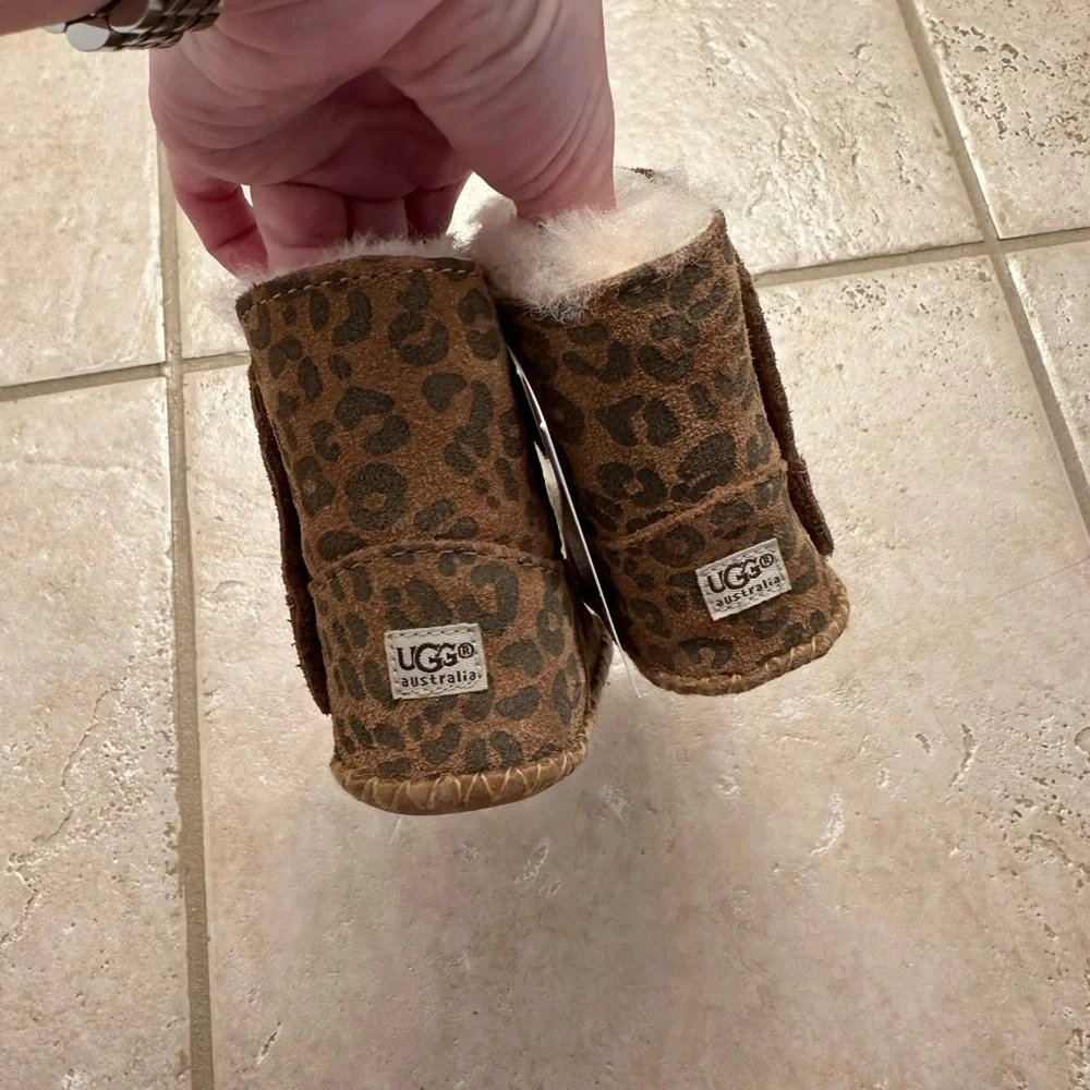 0-6 Month Kids Leopard Print Cozy Faux Fur Boots - Brown
